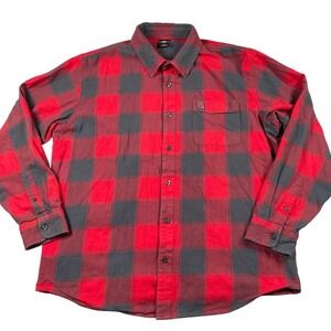 Ohio State Buckeyes Shirt Mens Large Red Gray Cotton Flannel Casual Button Front